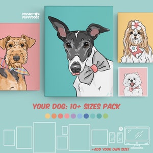 Ritratto di cane POP ART Ritratto di animale domestico personalizzato da foto illustrata pittura digitale di cane stampabile arte della parete confezione regalo personalizzata Manga Anime