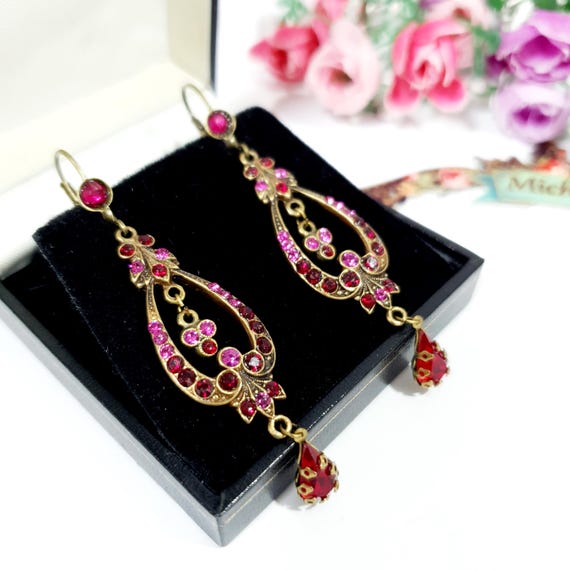 Michal Negrin Vintage Dangle Earrings: Bronze Ton… - image 1