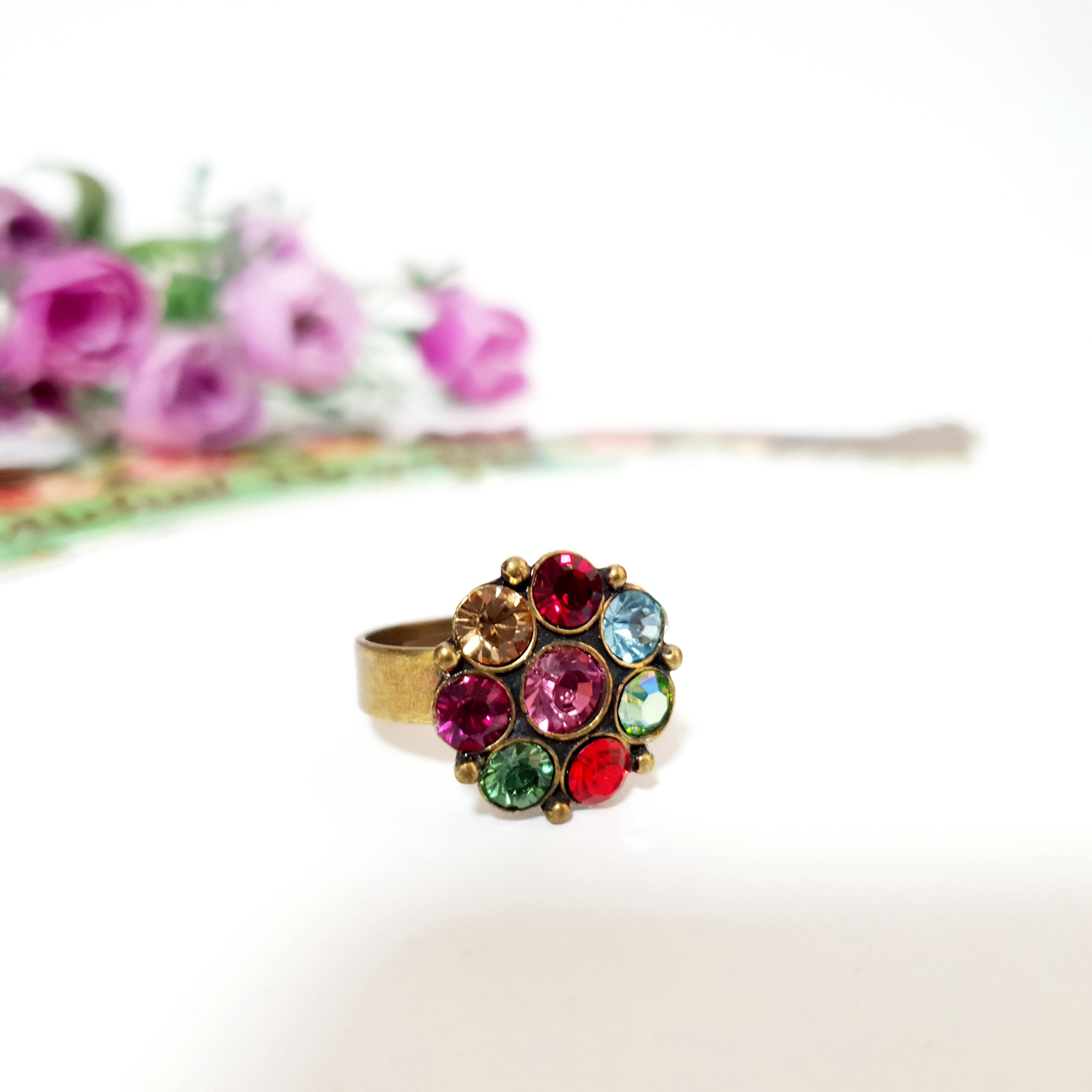 ヴィンテージ ミハエル ネグリン スワロフスキークリスタルリング