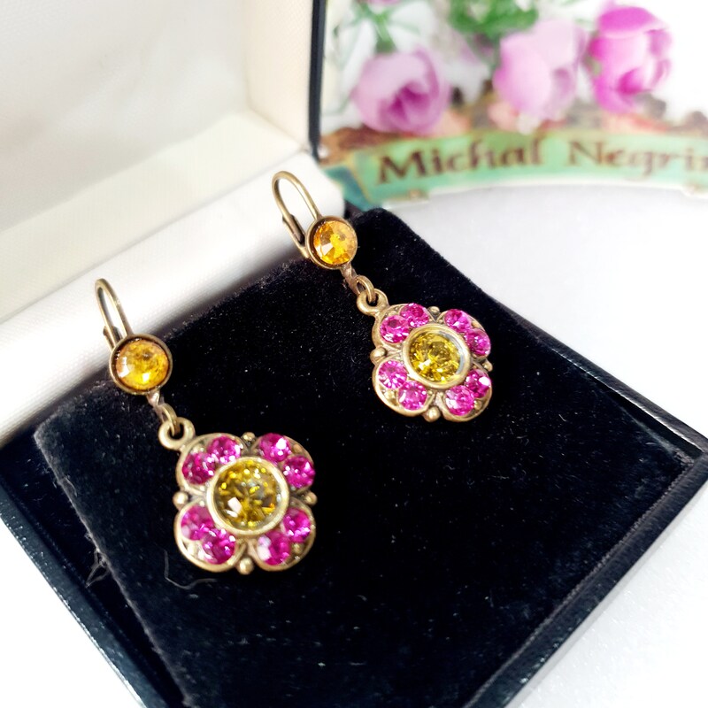 Collier Floral Cristal Multicolore Michal Negrin - Bijou Design D'occasion
