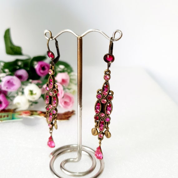 Michal Negrin set Jewelry,Long dangle pink earrin… - image 2