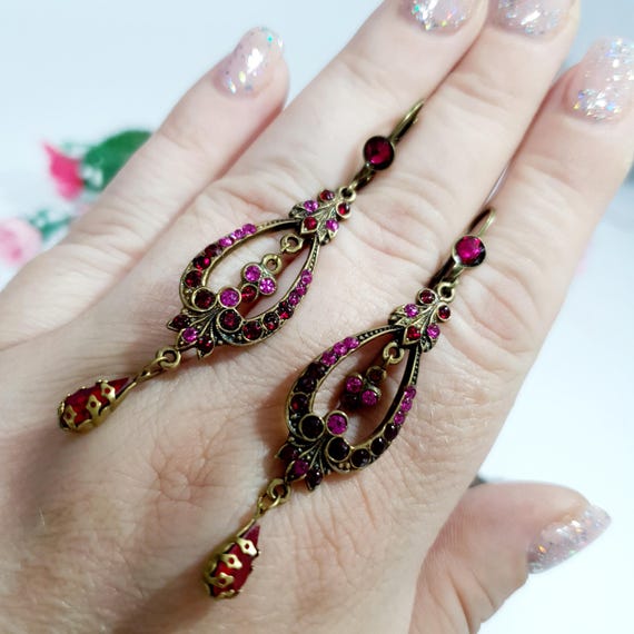 Michal Negrin Vintage Dangle Earrings: Bronze Ton… - image 3