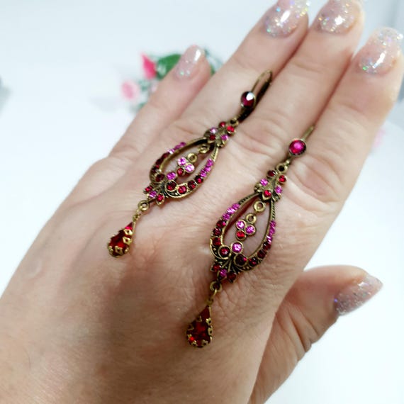 Michal Negrin Vintage Dangle Earrings: Bronze Ton… - image 5