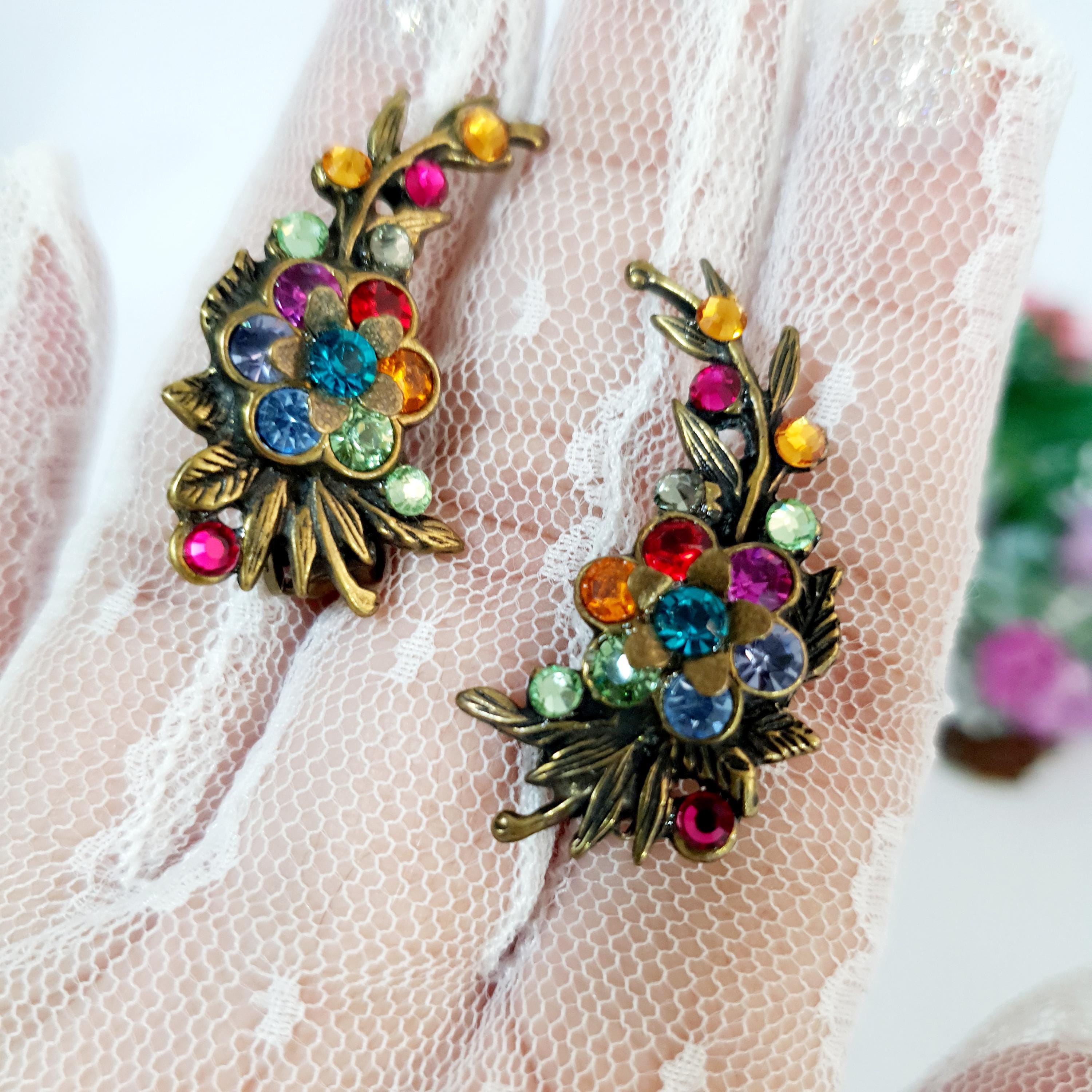 Michal Negrin ピアス　ピン Michal Negrin Earrings- Clips,vintage Jewelry,raspberry,yellow,red