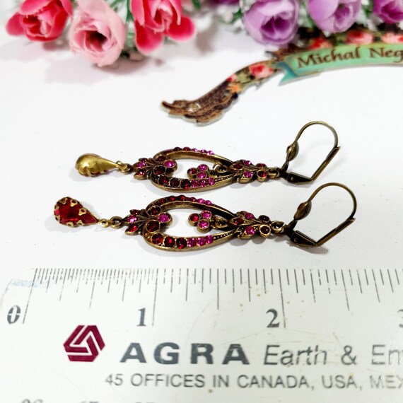 Michal Negrin Vintage Dangle Earrings: Bronze Ton… - image 9