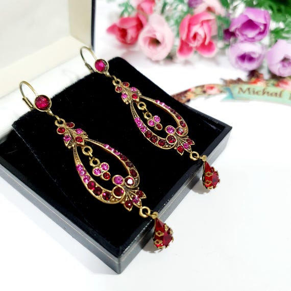 Michal Negrin Vintage Dangle Earrings: Bronze Ton… - image 6