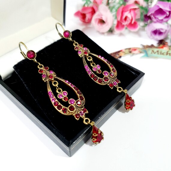Michal Negrin Vintage Dangle Earrings: Bronze Ton… - image 2