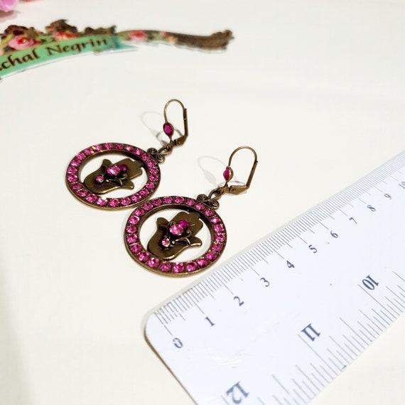 Michal Negrin hamsa earrings,Vintage jewelry bron… - image 9
