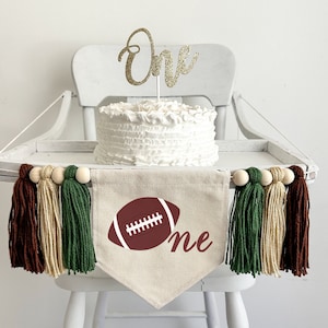 First Down 1st Birthday High Chair Banner, Football Decorations, Sports First Birthday Party Tassel Banner, Cake Smash Props, Highchair Sign