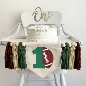 Football 1st Birthday Party Decorations, First Down High Chair Banner, Sports Tassel Banner, Cake Smash Prop, Green Touchdown Highchair Sign