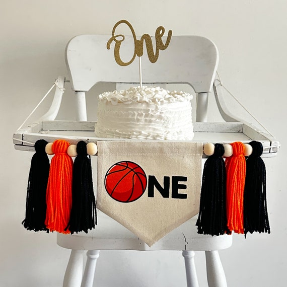 Basketball 1st Birthday Party Decorations, First Birthday, Sports Party High Chair Banner, Cake Smash Props, Highchair Tassel Banner