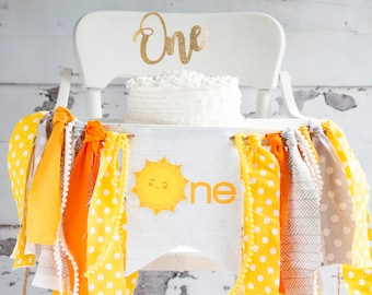 Sunshine First Birthday Highchair Banner, You Are My Sunshine, Summer 1st Birthday Party, HC071