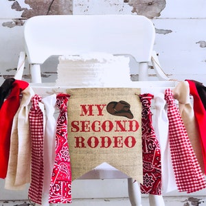 FINAL SALE My Second Rodeo Banner, Western 2nd Birthday Decor, Cowboy Highchair Banner, Cowboy High Chair Garland, Western Birthday Decor