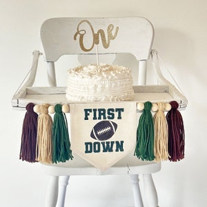 First Down 1st Birthday Tassel Banner, Football Highchair Decoration,  Sports First Birthday Party Sign, Cake Smash Pennant