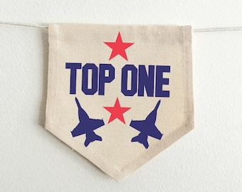 Airplane Themed Highchair Banner With Tassels | 8x7 Inch First Birthday Party Decor With Wooden Beads