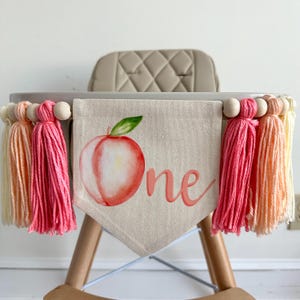 First Birthday Decorations, Peach Party Decor, 1st Birthday Girl, High Chair Banner, Girl Party Decorations, One Sweet Peach, Tassel Garland