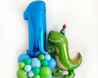 T-Rex 1st Birthday Balloon Tower, Dinosaur First Birthday Decoration, Dinosaur First Birthday Party Balloons, Celebrate One Balloon Decor