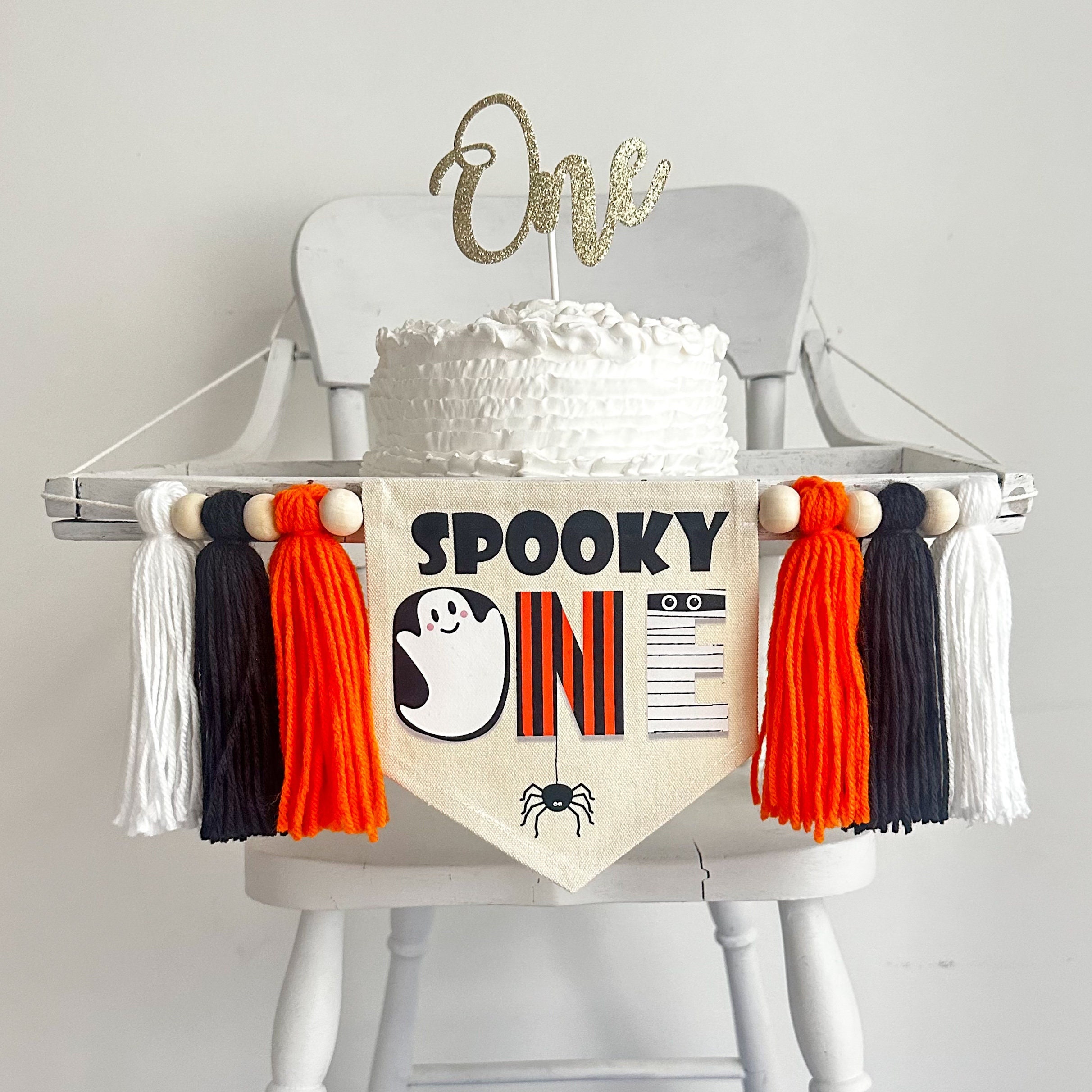 Halloween-Geburtstagsdekoration Für Jungen – „The Spooky One“ Set Mit Hut, Banner & Kuchenaufsatz In Blau-orange