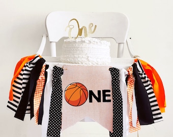 FINAL SALE Basketball First Birthday Decor, Basketball Party Banner, Basketball Banner, Basketball Highchair Banner, First Birthday Party