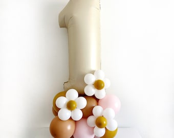 Daisy 1st Birthday Balloon Tower, Groovy One First Birthday Decoration, Retro Daisy First Birthday Party, Celebrate One Balloon Decor