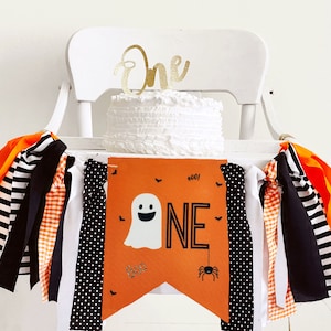 FINAL SALE Halloween 1st Birthday Decor, Halloween First Birthday Banner, Orange and Black Halloween Banner, Halloween Highchair Banner