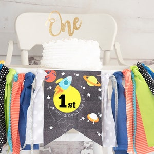 FINAL SALE First Trip Around the Sun Banner, Outer Space First Birthday Highchair Banner HC137