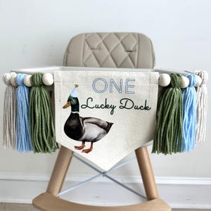 One Lucky Duck, First Birthday Decorations, High Chair Banner, Duck Birthday, One Banner, Party Decorations for Boys, Tassel Garland