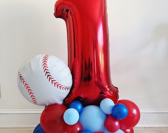 Baseball Balloon Tower | Rookie Year 1st Birthday | Baseball Birthday | Rookie Year Birthday Party |  Baseball 1st Birthday