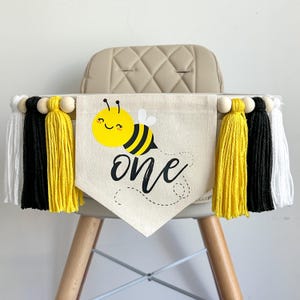 Decoraciones para fiesta de primer cumpleaños de Fun to Bee One, pancarta para trona de primer cumpleaños de Bumblebee, decoración temática del primer día de las abejas, letrero Little Honey