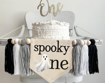 Spooky Halloween 1st Birthday Decor Kit - Complete Party Set With Banner, Cake Topper & Balloons
