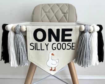 Silly Goose Banner, First Birthday Decorations, High Chair Banner, One Silly Goose Birthday, Cake Smash Decorations, One Banner