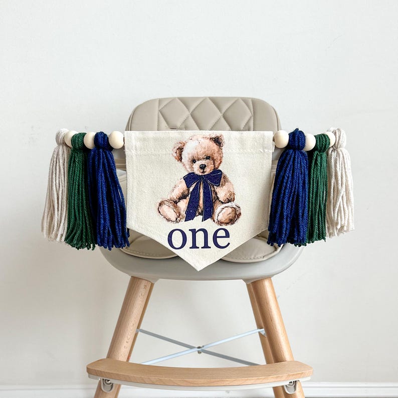 Teddy Bear First Birthday | Beary First Birthday | Highchair Banner ...