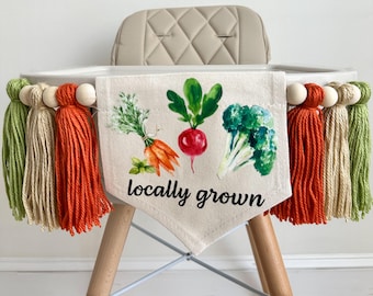 Locally Grown 1st Birthday Banner, Farmers Market High Chair Banner, Farm Fresh First Birthday, Garden Party Decorations, Home Grown