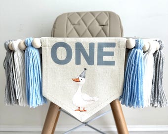 One Silly Goose, First Birthday Decorations, Goose 1st Birthday, High Chair Banner, 1 Year Old Birthday, Party Theme for Kids