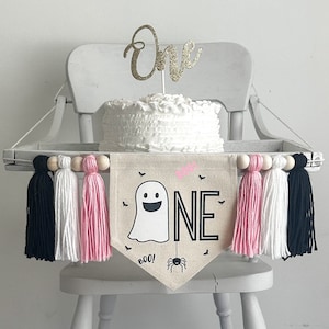 Halloween 1st Birthday Party Decorations, Ghost First Birthday, Spider High Chair Banner, Boo Sign, Halloween Theme Decor, Spooky One Banner