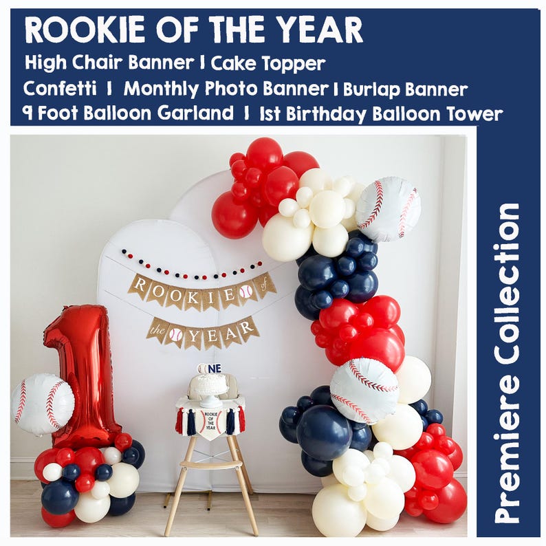 Rookie of the Year 1st Birthday | Baseball First Birthday Decorations ...