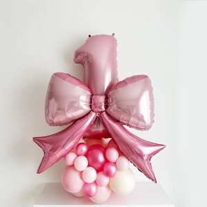 Girl Birthday Party, Birthday Bow, Pink Coquette Bow, Pink Themed Party, Girl Party, First Birthday Girl, Bow Balloon, Pink Bow Party Decor