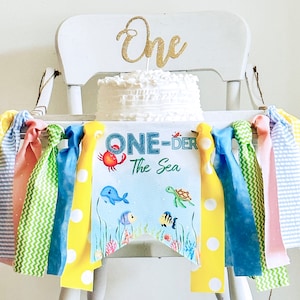 FINAL SALE One-der the Sea 1st Birthday Banner, Sea Creature Highchair Banner, Aquarium Birthday, First Birthday Party, Cake Smash Prop