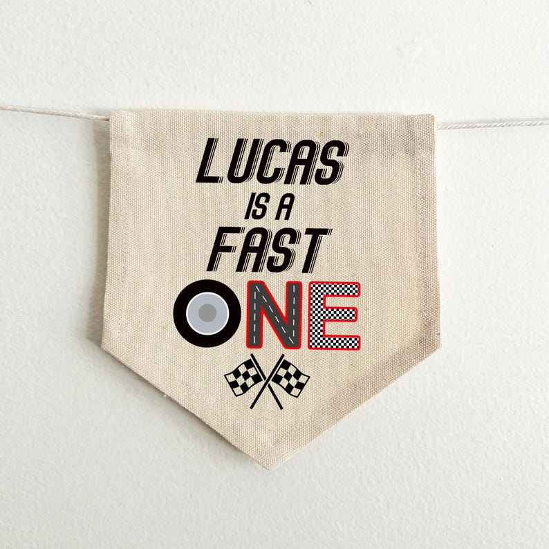 Fast One Designs Fast One 1st Birthday Banner | Custom Race Car Highchair Decoration ...