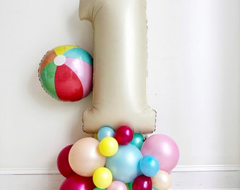 Beach Party Balloon Tower | Summer 1st Birthday Balloons