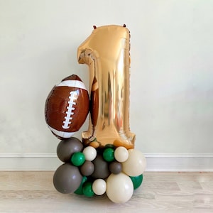 Ballontoren voetbal 1e verjaardag, First Down-verjaardagsdecoratie, bord touchdown-feestje, vier één sportballondecoratie