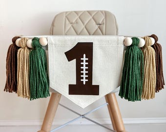 Football Party Decorations | Baby Boy First Birthday | High Chair Banner | 1st Birthday Party | Cake Smash Decor | Burlap Banner