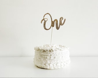 One Glitter Cake Topper, 1st Birthday Party Cake Topper, First Birthday Cupcake Topper, One Year Old Party Decor