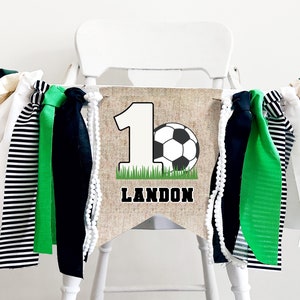 FINAL SALE Fußball Erster Geburtstag Dekor, personalisierte Fußball Party Banner, Fußball Banner, Fußball Hochstuhl Banner erste Geburtstagsparty