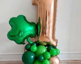 St. Patrick's Day 1st Birthday Balloon Tower, Green First Birthday Decoration, Shamrock First Birthday Party, Celebrate One Balloon Decor