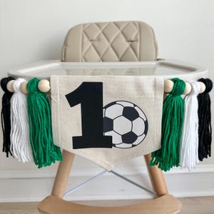 Bandera de borlas para primer cumpleaños de fútbol, decoración para trona con primer gol, letrero deportivo para fiesta de primer cumpleaños, banderín para fiesta de aplastamiento de pastel