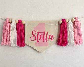 First Birthday Decorations | Custom Banner | Girl 1st Birthday | Personalized High Chair Banner | Cake Smash Prop | One Banner