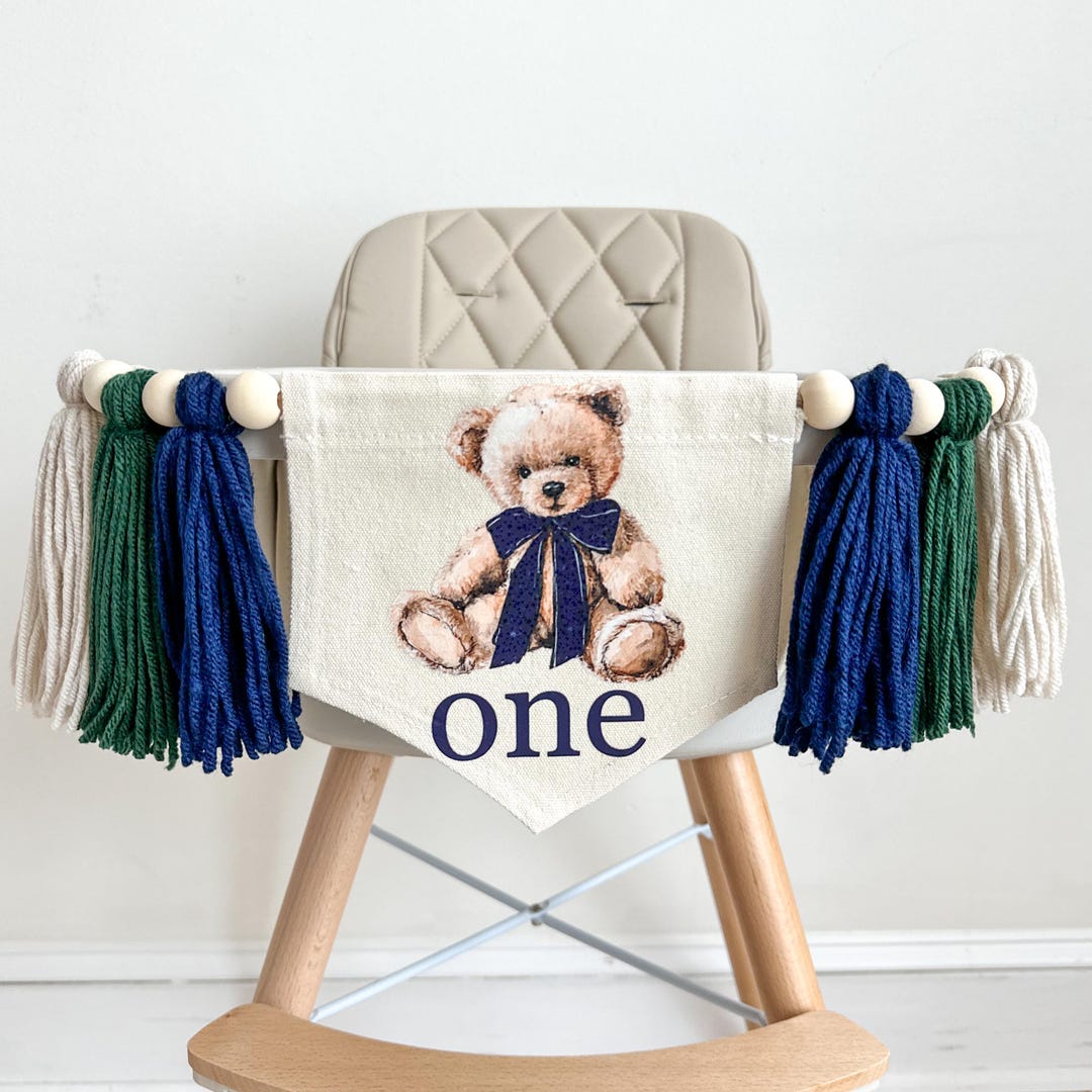 Teddy Bear First Birthday | Beary First Birthday | Highchair Banner ...