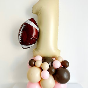 Pink Football 1st Birthday Balloon Tower, First Down Birthday Decoration, Touchdown Party Sign, Celebrate One Sports Balloon Decor