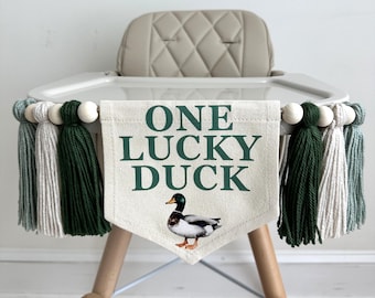 One Lucky Duck, First Birthday Decorations, High Chair Banner, Duck Birthday, One Banner, Party Decorations for Boys, Tassel Garland